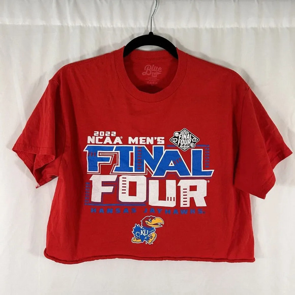 Kansas Jayhawks 2022 Final Four Crop Top Women's Medium Red Graphic Print Crew - Picture 1 of 7